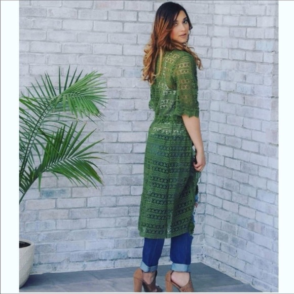 Crochet drawstring duster cardigan - Picture 5 of 5